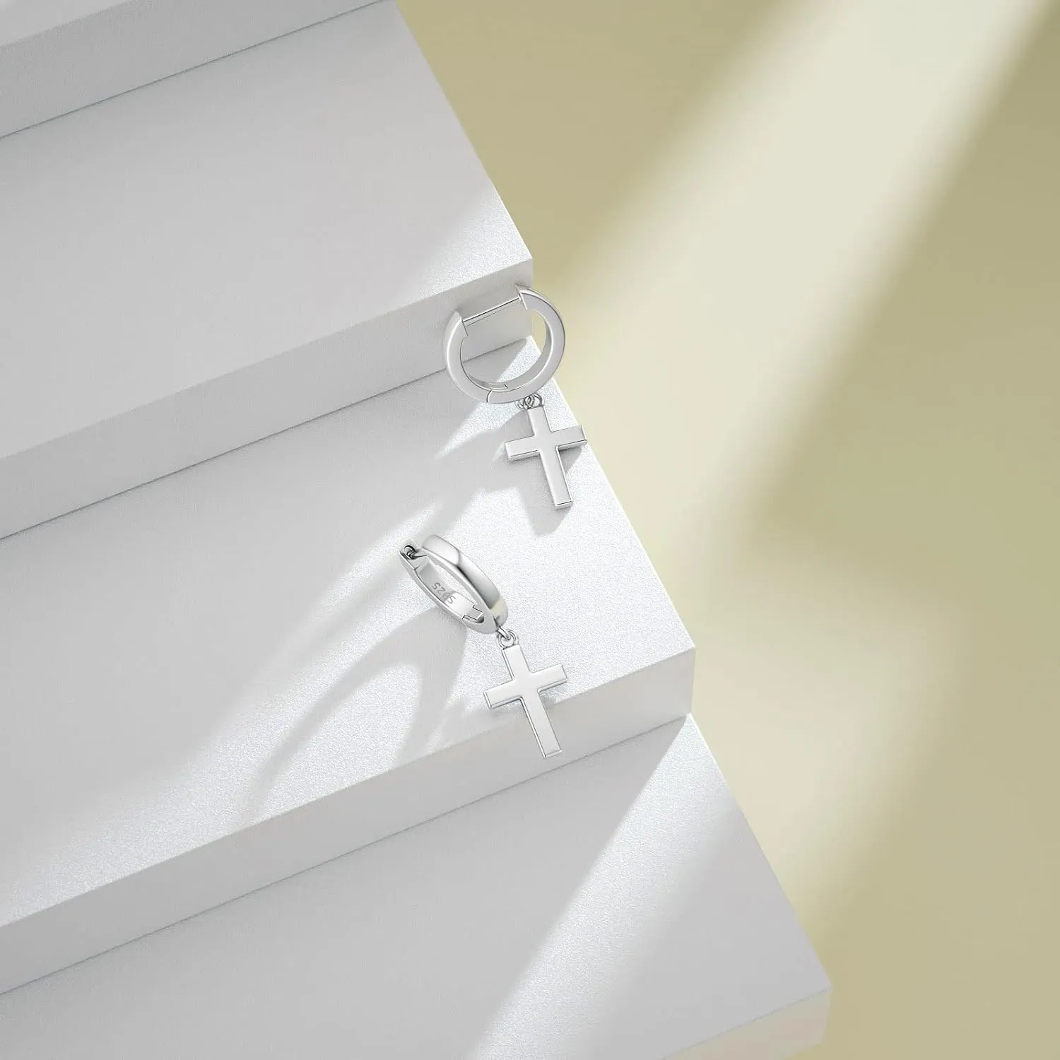 SEVENWELL Sterling Silver Dangle Huggie Earring Stud for Women, Cross, Heart, Celestial, Pearl, CZ Hoop Earrings Present for Birthday, Christmas, Valentine, Mother's Day