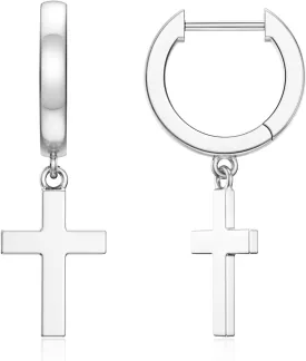SEVENWELL Sterling Silver Dangle Huggie Earring Stud for Women, Cross, Heart, Celestial, Pearl, CZ Hoop Earrings Present for Birthday, Christmas, Valentine, Mother's Day