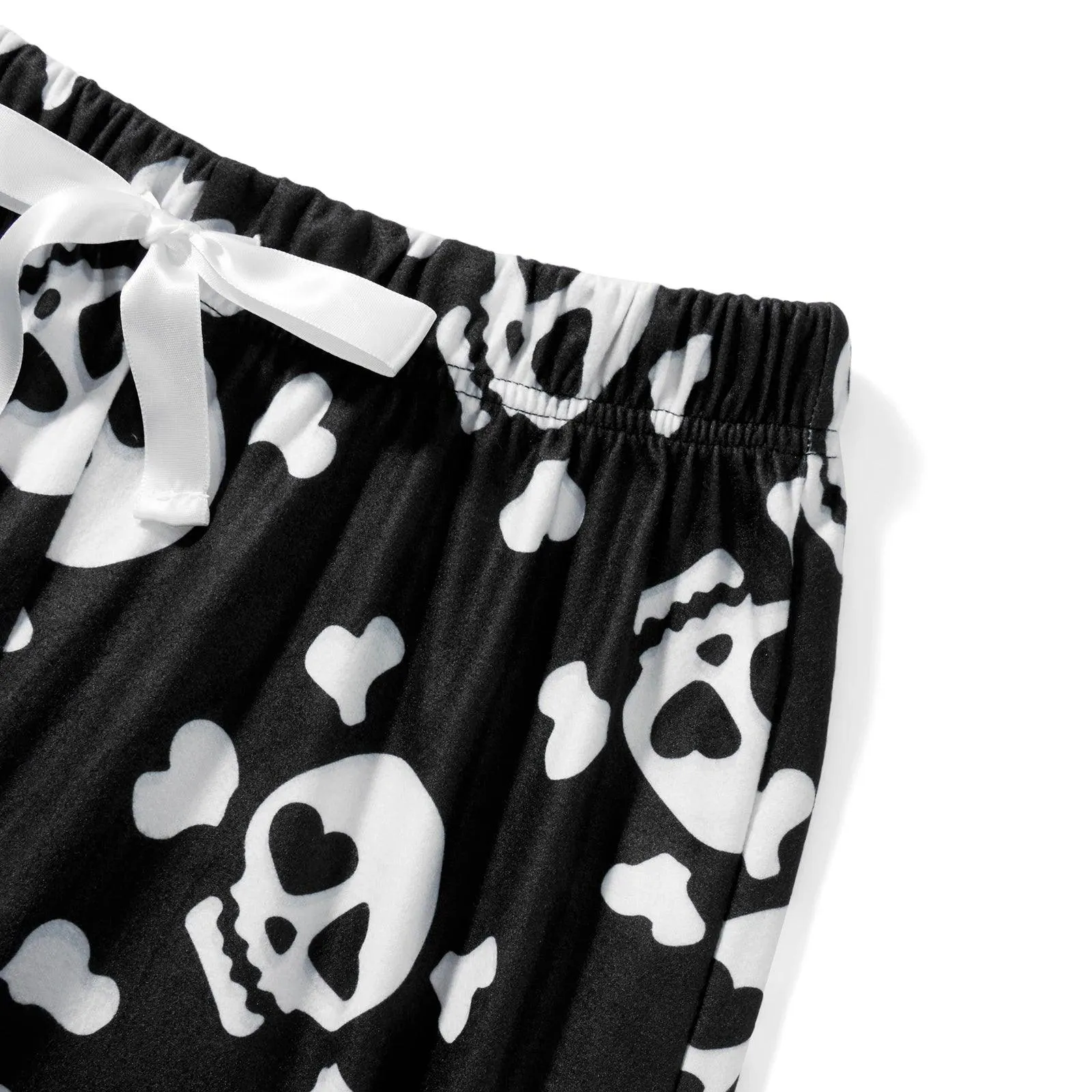 Skull Sleepwear Long Pants Elastic Waist Combhasaki Womens Fuzzy Pajama Pants Thickened Halloween Night Loungewear Bottoms