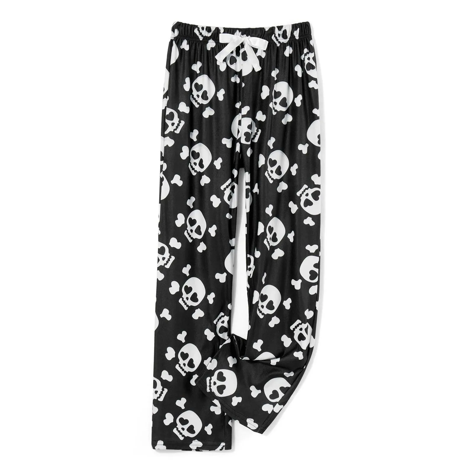 Skull Sleepwear Long Pants Elastic Waist Combhasaki Womens Fuzzy Pajama Pants Thickened Halloween Night Loungewear Bottoms