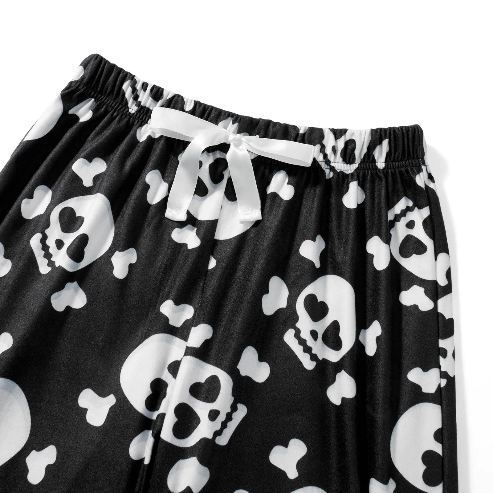 Skull Sleepwear Long Pants Elastic Waist Combhasaki Womens Fuzzy Pajama Pants Thickened Halloween Night Loungewear Bottoms