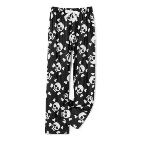Skull Sleepwear Long Pants Elastic Waist Combhasaki Womens Fuzzy Pajama Pants Thickened Halloween Night Loungewear Bottoms
