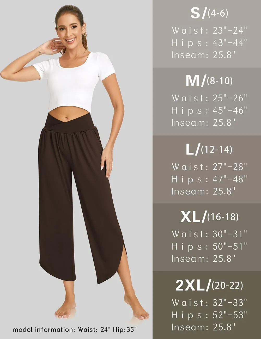 TARSE Wide Leg Pants for Women Cross High Waisted Yoga Pants Casual Lounge Joggers Loose fit Pajama Bottoms with Pockets