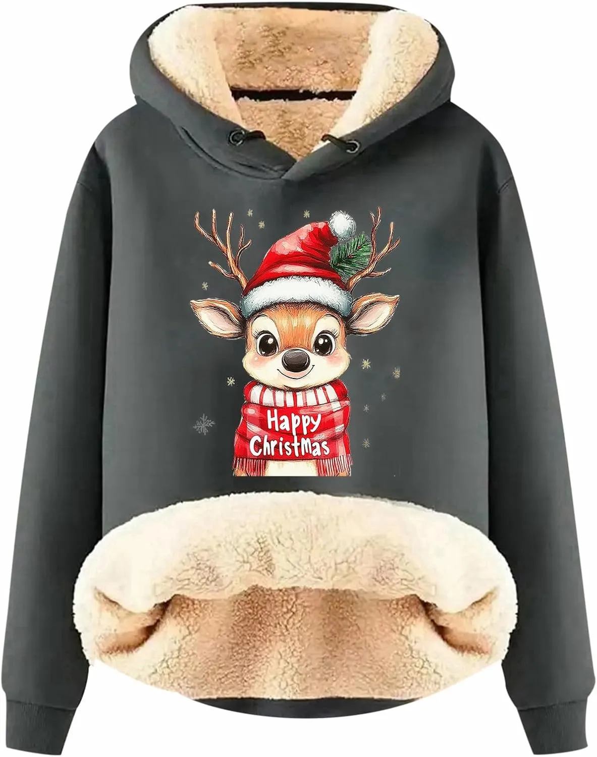 Ugly Christmas Sweatshirts for Women Y2k Pullover Tops Oversized Sweatshirt Loose Fit Drawstring Cute Preppy Hoodie