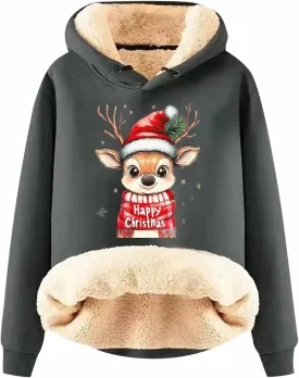 Ugly Christmas Sweatshirts for Women Y2k Pullover Tops Oversized Sweatshirt Loose Fit Drawstring Cute Preppy Hoodie