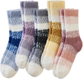 Velice Womens Fuzzy Socks Soft Cozy Fluffy Slipper Socks Winter Warm Plush Sleeping Christmas Socks 5 Pairs
