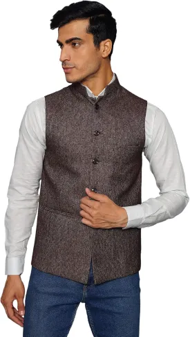 WINTAGE Men's Tweed Bandhgala Festive Nehru Jacket Waistcoat -7 Colors
