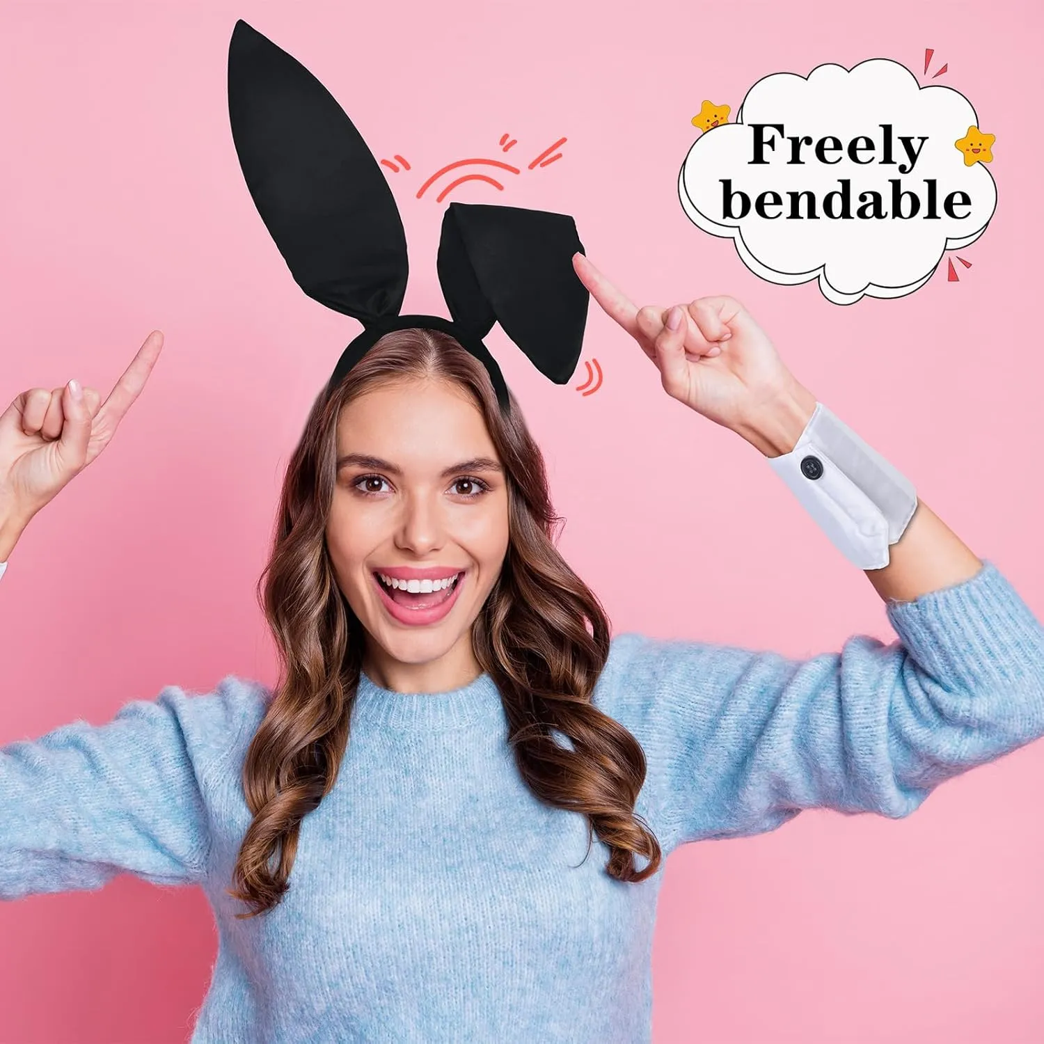 Women's Bunny Costume Set with Box Rabbit Ear Headband Collar Bow Tie Costume Cuffs Rabbit Tail Kit for Party
