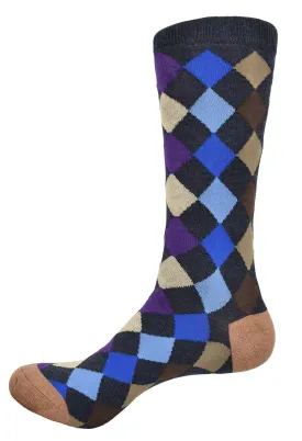 ZJ7204 Blue Diamonds Sock